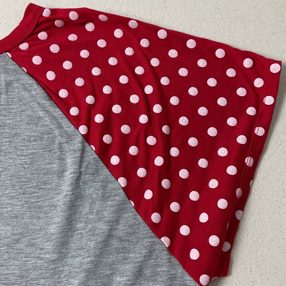 Disney Minnie Mouse Polka Dot Red and Gray Short Sleeve T-Shirt Womens 3X - Picture 4 of 8